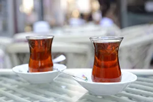 Two glasses of tea, Istanbul, European side, Istanbul Province, Turkey, European side Two glasses of tea, Istanbul, European side, Istanbul Province, Turkey, European side