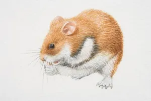 Prints of Romanian Hamster (mesocricetus newtoni) feeding, side view Calomyscidae Prints: Romanian Hamster Feeding Print