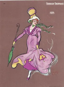 Vintage Women's Clothing Styles Prints: Fashions of 1820, Turkish Trophies Cigarette Card, 1903