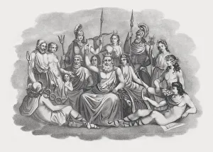 Gods of Greek Mythology, lithograph, published in 1852 Gods of Greek Mythology, lithograph, published in 1852