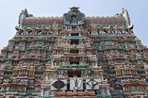 Gopuram of Srivilliputhur Vadapadrasayi temple, Srivilliputtur, Tamil Nadu, Tamilnadu, South India, India, Asia Gopuram of Srivilliputhur Vadapadrasayi temple, Srivilliputtur, Tamil Nadu, Tamilnadu, South India, India, Asia