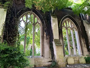 Two Gothic windows destroyed by the Blitz in London Two Gothic windows destroyed by the Blitz in London