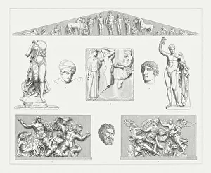 Greek sculpture art (Olympia and Pergamon), wood engravings, published 1897 Greek sculpture art (Olympia and Pergamon), wood engravings, published 1897