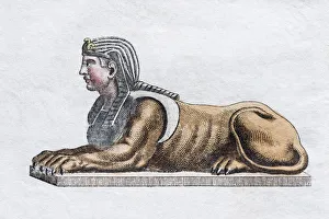 Greek Sphinx, hand - colored copper engraving from Friedrich Justin Bertuch Picture Greek Sphinx, hand - colored copper engraving from Friedrich Justin Bertuch Picture