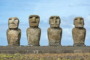 Group of Moai, Rano Raraku, Easter Island, Chile Group of Moai, Rano Raraku, Easter Island, Chile