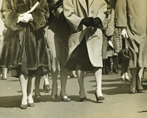 Group of women walking on street, (B&W), (Low section) Group of women walking on street, (B&W), (Low section)