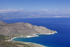 Gulf of Mirabello, aerial view, near Agios Nikolaos, East Crete, Crete, Greece Gulf of Mirabello, aerial view, near Agios Nikolaos, East Crete, Crete, Greece