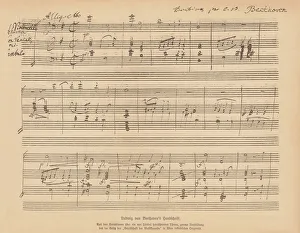 Handwritten manuscript by Ludwig van Beethoven, facsimile, published 1885 Handwritten manuscript by Ludwig van Beethoven, facsimile, published 1885