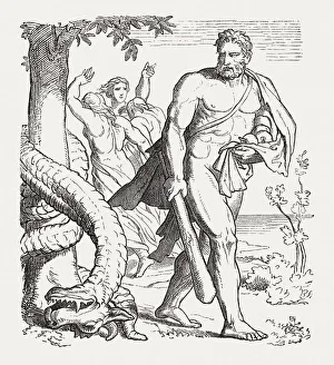 Hercules with the apples of the Hesperides, published in 1880 Hercules with the apples of the Hesperides, published in 1880