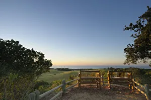 High angle view of benches over looking iSimangaliso Wetland Park and Indian ocean High angle view of benches over looking iSimangaliso Wetland Park and Indian ocean