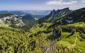 Hiking trail at Benediktenwand mountain ridge, Bavaria, Germany, Europe Hiking trail at Benediktenwand mountain ridge, Bavaria, Germany, Europe