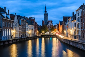 Historic Spiegelrei harbor in Bruges, Belgium Historic Spiegelrei harbor in Bruges, Belgium