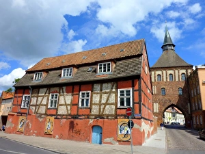 The historic town of Stralsund with old city gate The historic town of Stralsund with old city gate