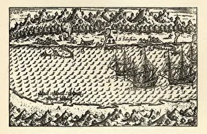 Historical Map of Van Noort at Porto Deseado, 1598 Historical Map of Van Noort at Porto Deseado, 1598