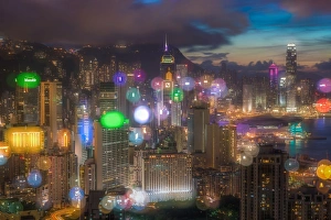 Hongkong Central Business District with bokeh ambiance Hongkong Central Business District with bokeh ambiance