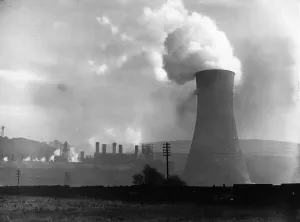 Sheffield Factory Cooling Tower Print circa 1940