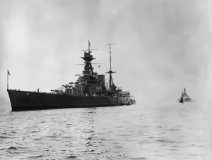 Warship Prints: HMS Hood Print at Table Bay, Cape Town