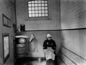 Suffragette in Prison Print, a 1909 Cell Reconstruction