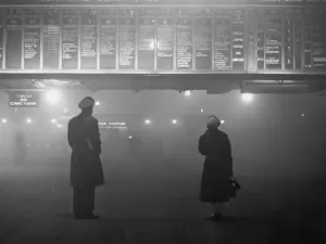 London Prints: Fog at Liverpool Street Station Print
