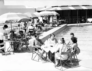 Poolside Dining Print, 1930s Miami