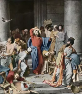 Money Prints: Print of Jesus driving money changers from the temple