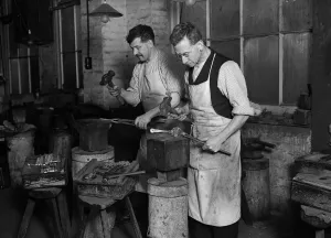 Silver Workers at Higgins Francis Workshop Print 1929