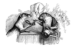 Grandville Style Illustrations Prints: Humanized animals illustrations