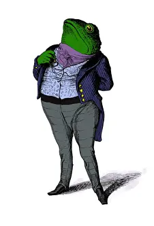 Grandville Style Artwork Prints: Humanized animals illustrations: Frog