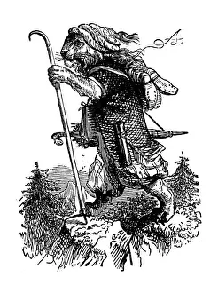 Grandville Style Illustrations Prints: Humanized animals illustrations: Hare