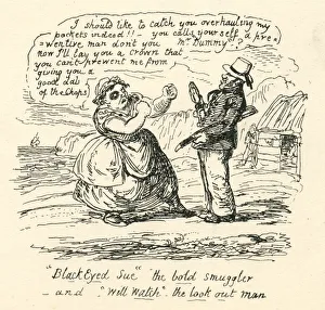 Humour smuggler punches preventive man 19th century cartoon Humour smuggler punches preventive man 19th century cartoon