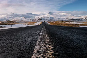 Along the Icelandic road in winter season Along the Icelandic road in winter season