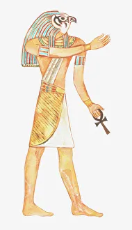 Collections/dorling kindersley prints/illustration ancient egyptian god horus holding Collections/dorling kindersley prints/illustration ancient egyptian god horus holding