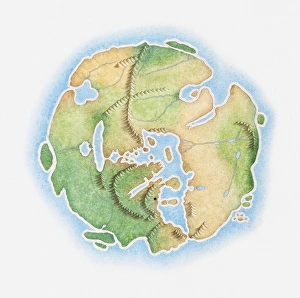 Illustration of ancient view of the world, based on Roman map from 1st century BC Illustration of ancient view of the world, based on Roman map from 1st century BC