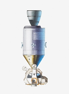 Illustration of Apollo lunar module, command module and service module Illustration of Apollo lunar module, command module and service module