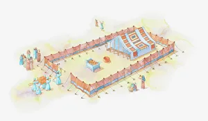 Illustration of a bible scene, Exodus 35-36, Tabernacle Illustration of a bible scene, Exodus 35-36, Tabernacle