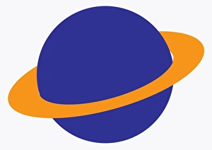 Illustration of blue planet with orange ring Illustration of blue planet with orange ring