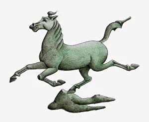 Illustration of bronze galloping horse statue from Chinas Eastern Han dynasty, AD. 25 Illustration of bronze galloping horse statue from Chinas Eastern Han dynasty, AD. 25