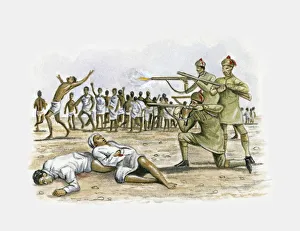 Illustration of Chinese soldiers shooting unarmed people during rebellion Illustration of Chinese soldiers shooting unarmed people during rebellion