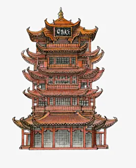 Illustration of classical Chinese storied building Illustration of classical Chinese storied building