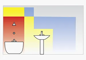 Illustration of different zones in a bathroom, specifying what electrical equipment can be installed Illustration of different zones in a bathroom, specifying what electrical equipment can be installed