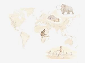 Maps Collection: Illustration of distribution early human hunter-gatherers across the world from Mezherich in
