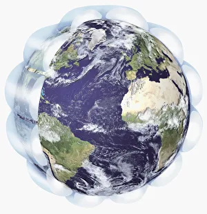 Illustration of the Earth with surrounding troposphere Illustration of the Earth with surrounding troposphere