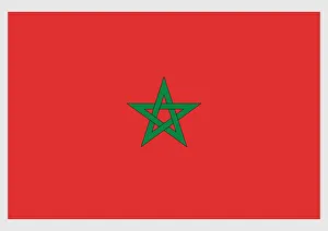Illustration of flag of Morocco with black-bordered green interwoven star on red field Illustration of flag of Morocco with black-bordered green interwoven star on red field