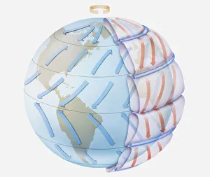 Illustration of global wind formation through rotation and deflection (Coriolis effect) Illustration of global wind formation through rotation and deflection (Coriolis effect)
