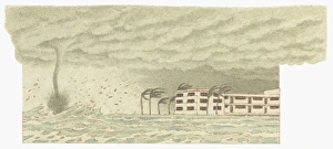 Illustration of hurricane just off tropical coastline Illustration of hurricane just off tropical coastline