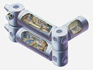 Illustration of the inside of a futuristic space station Illustration of the inside of a futuristic space station
