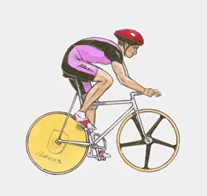 Illustration of male cyclist on racing bicycle Illustration of male cyclist on racing bicycle