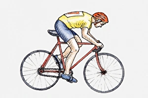 Illustration of man riding racing bicycle Illustration of man riding racing bicycle