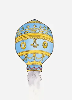 Illustration of Montgolfier brothers hot air balloon Illustration of Montgolfier brothers hot air balloon