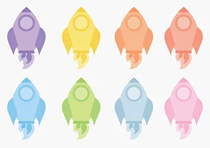 Illustration of multi coloured space rocket icons Illustration of multi coloured space rocket icons